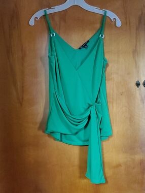 INC International Concepts Green Draped Wrap-Front Camisole